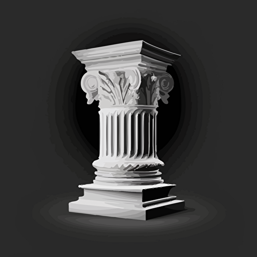A roman concrete pillar full white, vector, vinyl print, vinyl, black background, design
