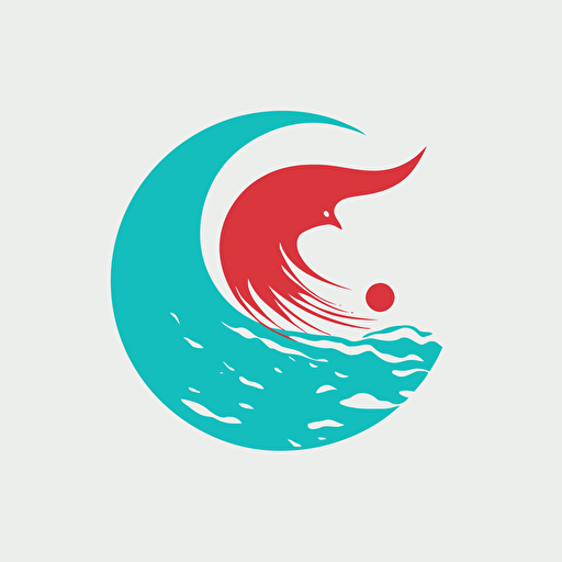 Create a minimalistic logo for a healthcare tehcnology startup, flat vector, modern, modern colors, cardinal flying through tidal wave
