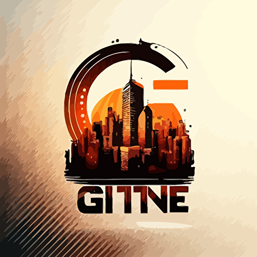 modern, vector, logo for radio station, skyline, letter c