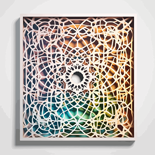 geometric modern vector style square wall art laser cut with separate colored layers with details only white background