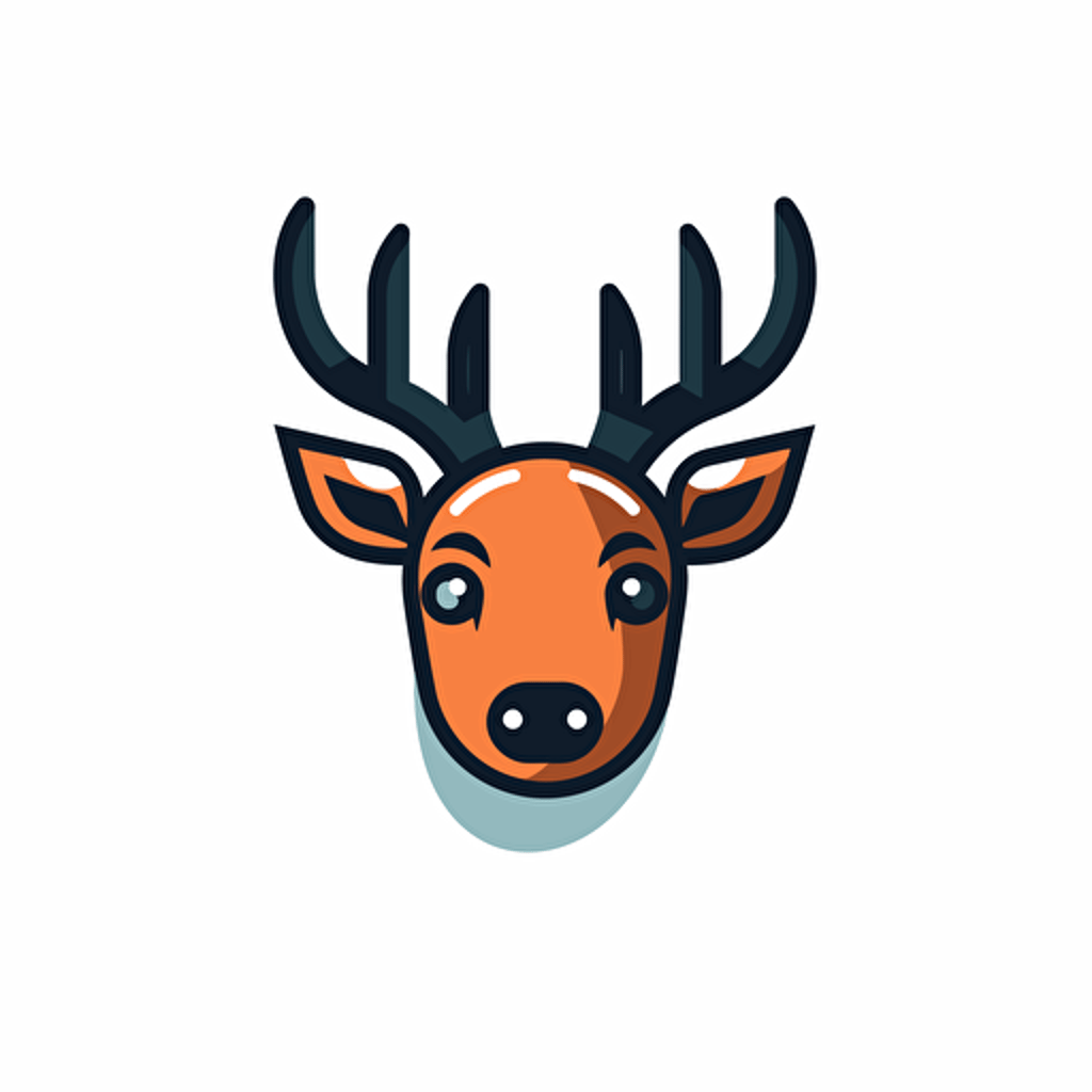 Deer icon, icon, comic vector illustration style, flat design, minimalist logo, minimalist icon, flat icon, adobe illustrator, cute, white background, simple