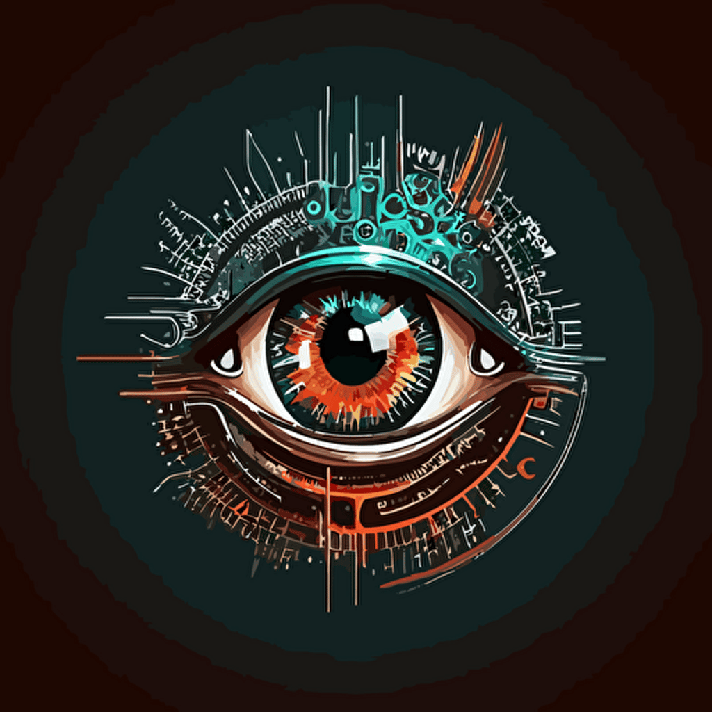 logo of a ciborg eye flat vector