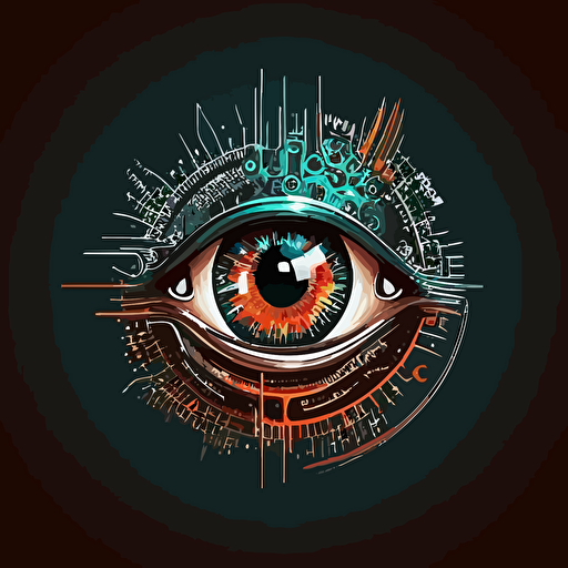 logo of a ciborg eye flat vector