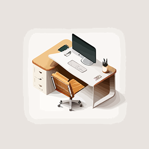 vector illustration of an empty desk, view from top on white background