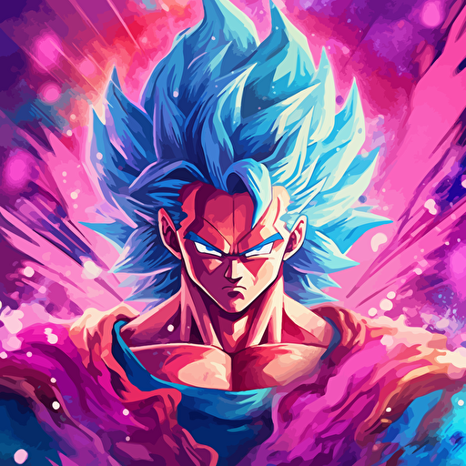 super sayans en forma de constelaciones en el espacio, realista, panoramico, vectorizado, tonos fucsia y azul
