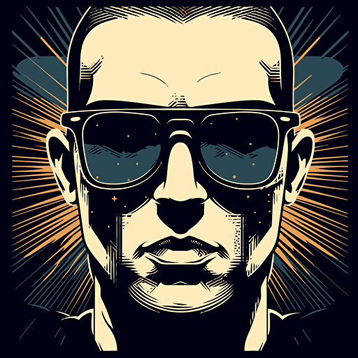 rectangular face with sunglasses, vector artwork