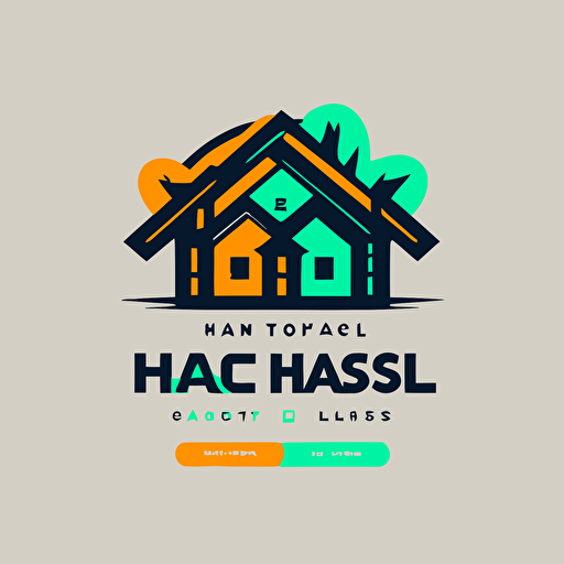 a three color vector logo for a house-related tech company::