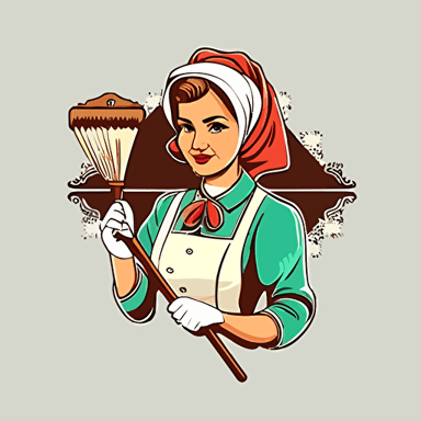home maids service with hand duster vector 3 color