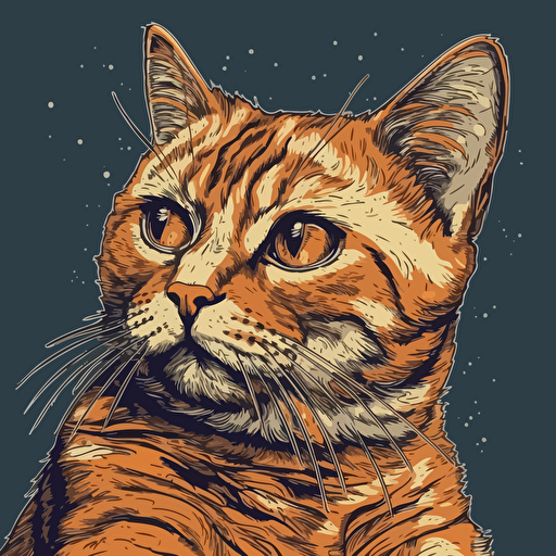 vector art style, cat looking doubtful, in the style of Michael Parks