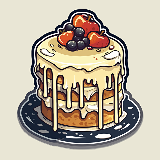 tres leche cake with milk dripping off of it, vector, sticker