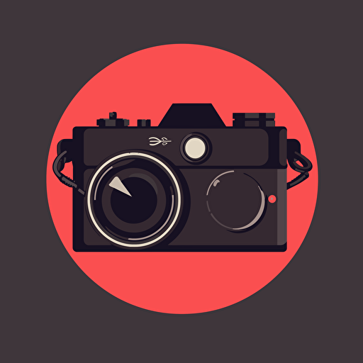 simple flat vector logo of a 35mm camera mixed with red Ray Ban shades