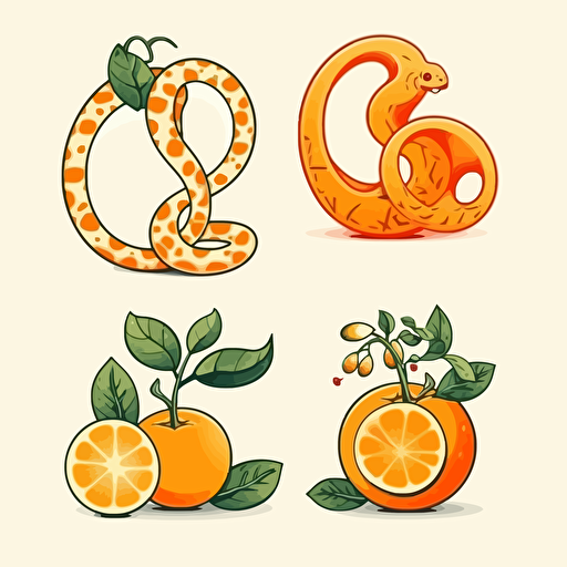 logo design, orange, pamplemouse, citron et serpent, vectoriel, 4h, hd