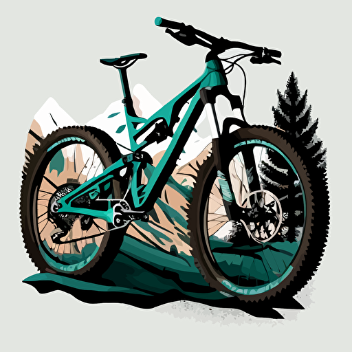 a Patagonia art style image of a mountain bike that is simple with no background and is a vector image with 2 dimensional