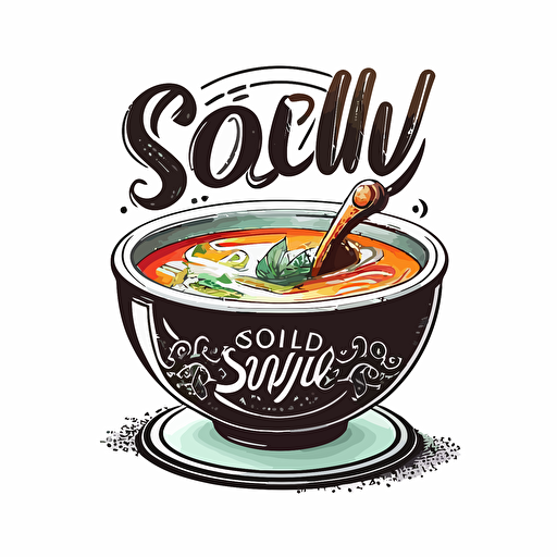 soup bowl logo that pops out, vector illustration on a white background