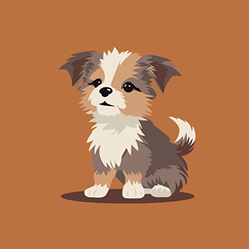 small dog illustrated vector 3 color cute modern