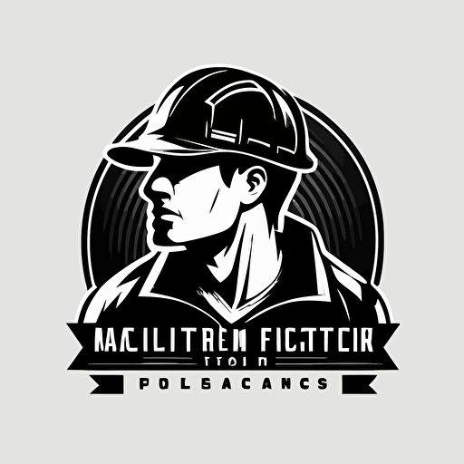 black and white, vector design, construction company logo