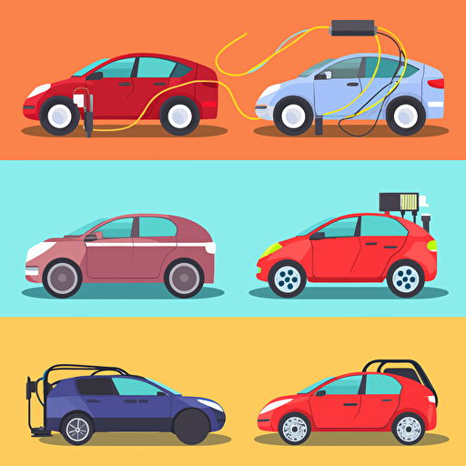 subsidies for all electric vehicles, flat, colorful, vector