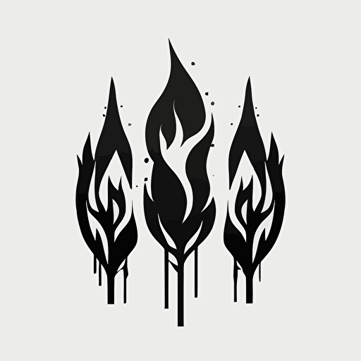 simple black & white vector logo, silhoutte of three flames, each smaller than the last, stacked inside eachotehr