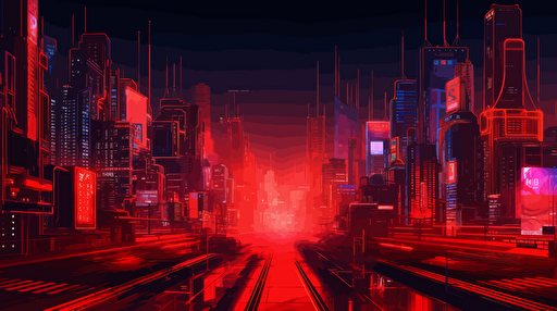 neon city , wtih cyberpunk theme, red low light, vector