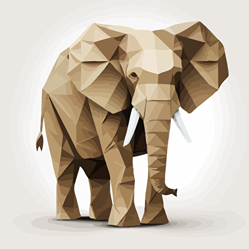 vector, folded paper, elephant