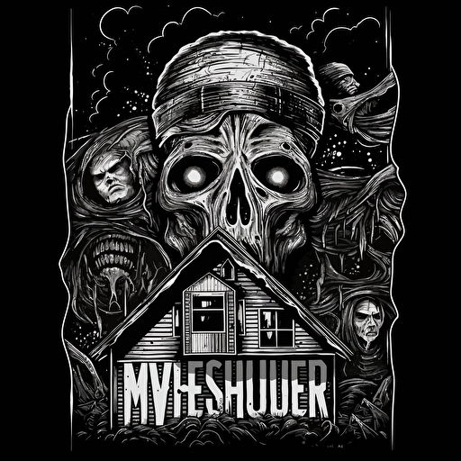 Murder House,Horror, VHS Horror, VHS, Sticker, 80s vhs cover, 80s horror comic art, Vector