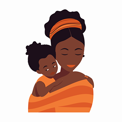 african mother and child embracing, simple, flat vector illustration, white background, style Aaron McGruder, posted on behance