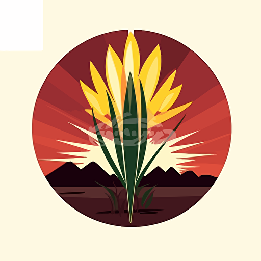 logo of a blooming yucca plant on fire, flat, vector