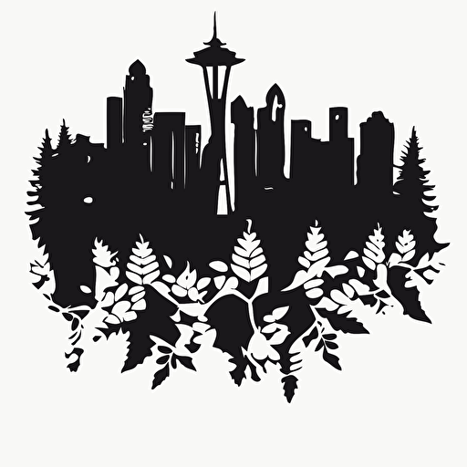 vector illustration of Seattle Skyline on the isolated white background