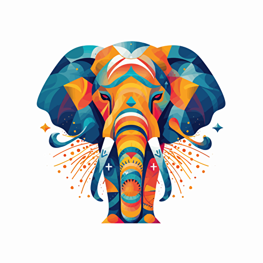 a colourful abstract elephant flat vector