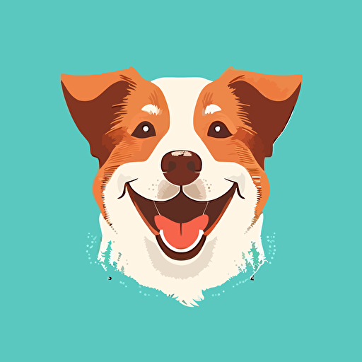 Smiling dog, vector style logo, vector art, flat shapes