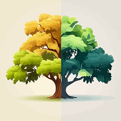 a vector illustration of an oaktree. it has to be very simple and can only consist of 4 colors.