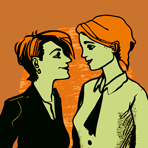 a funny, simple vector image representing lesbians