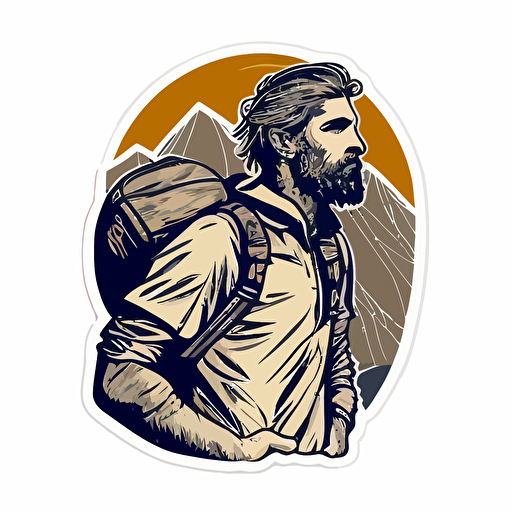 sticker of a mountaineer holding a basketball simple vector