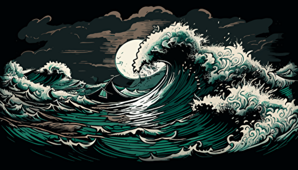 vector art, tumultuous ocean