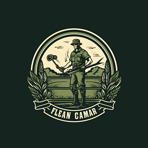 vector logo for lawn care service, military inspired