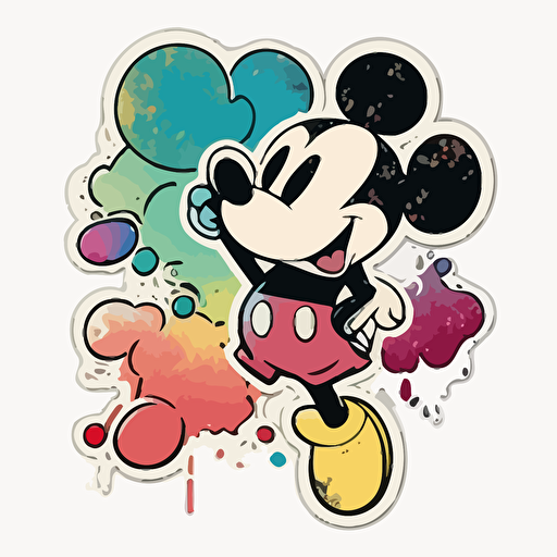 Vector art of Mickey illustration stickers, vivid colors, colorful, pastel cute colors, white background