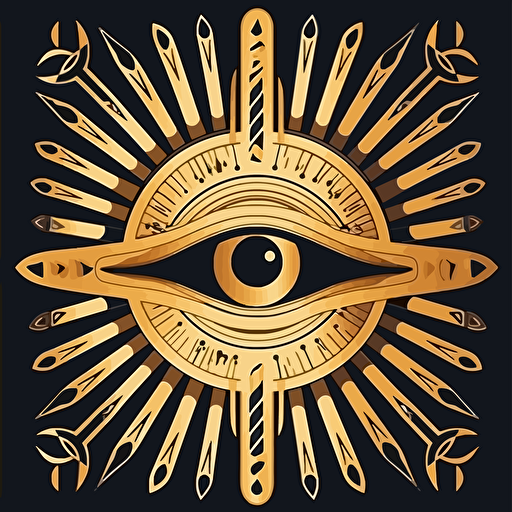 gold color eye of Ra pattern art, 2d vector art, minimalist