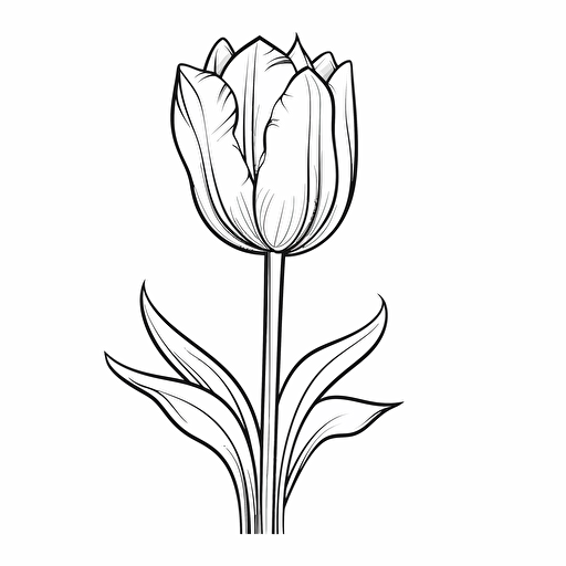 tulip ignorant style No Shadow. Cartoon. Coloring page. Vector. Simple.