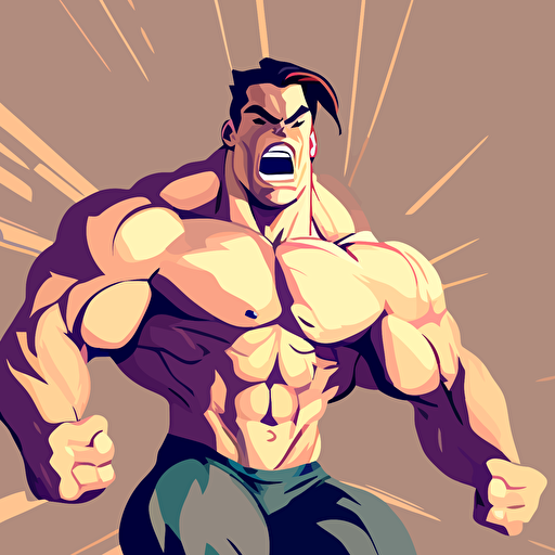 muscle man ,vector style,angry