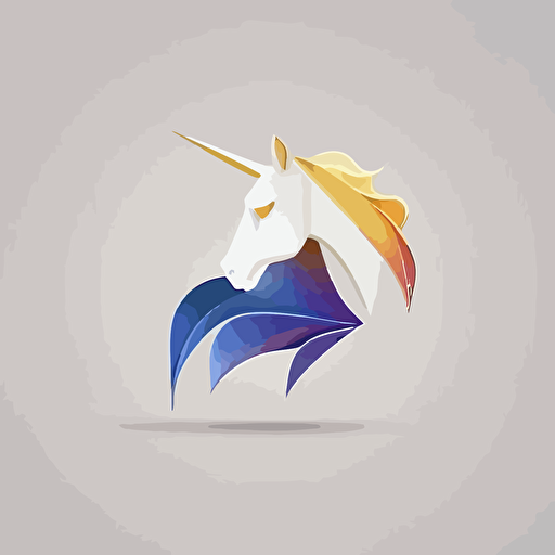minimal logo with unicorn,simple,Geometric, emboss,Morning Lighting, mandalacolor,bright color background,Vector,