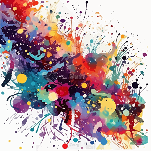 galaxy, stars, randomly spacious distributed whimsical vector digital painting, white background