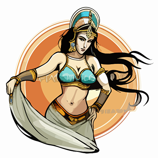 logo,mascot, simplistic, Belly Dancer wearing an NFL helmet, vector, white background