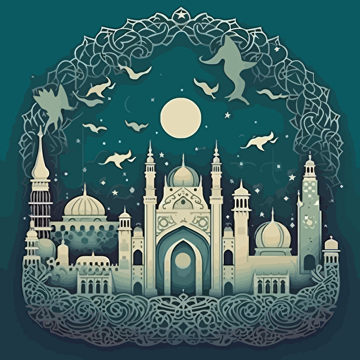 eid mubarak, paper cutout,illustration,vector
