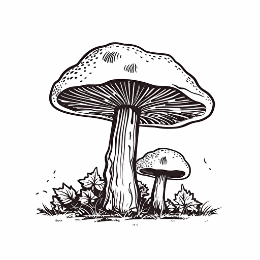 simple vector drawing outline of a mushroom