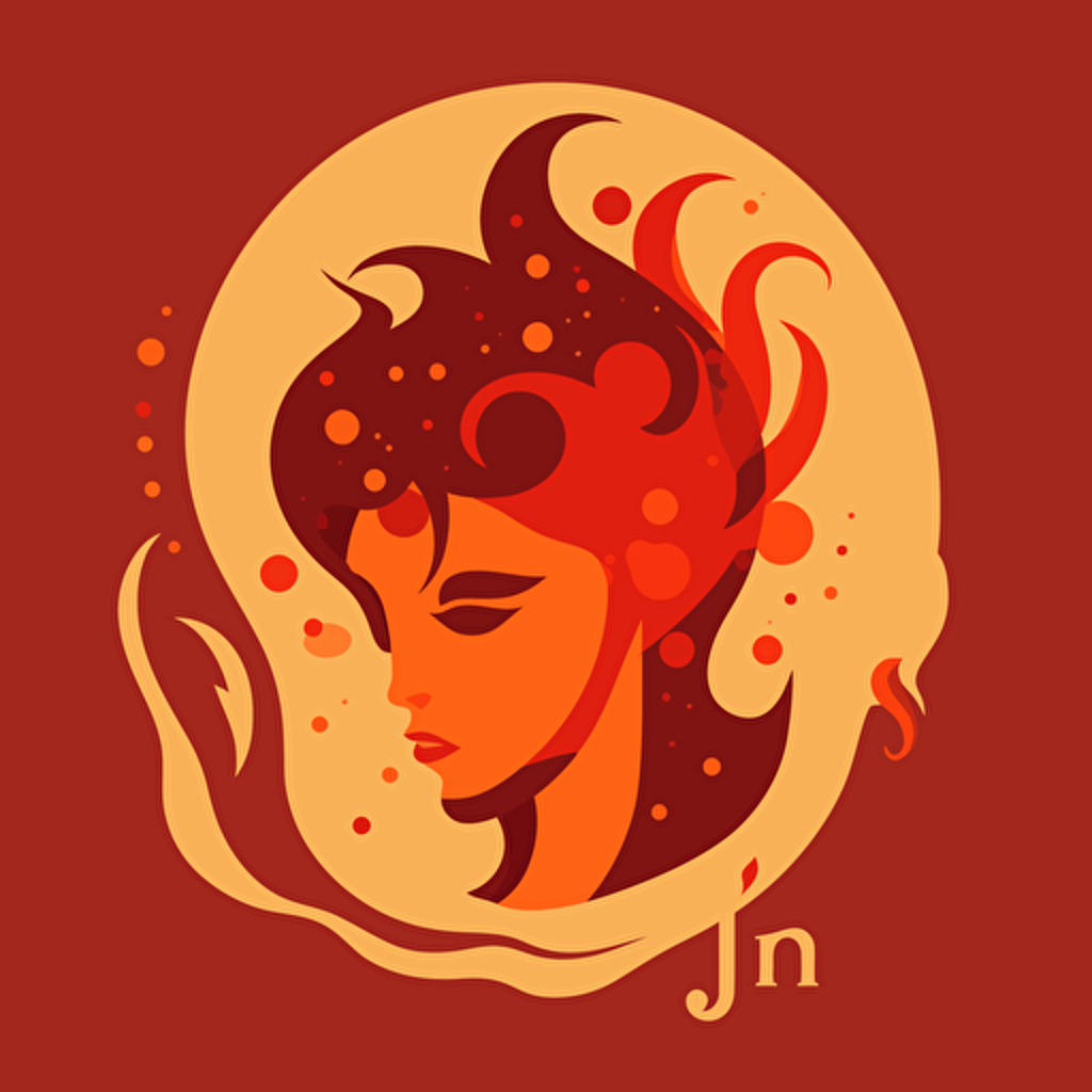 logo, djinn, by ghibli, vectorial, red orange color, adobe illustrator, no text, minimalist