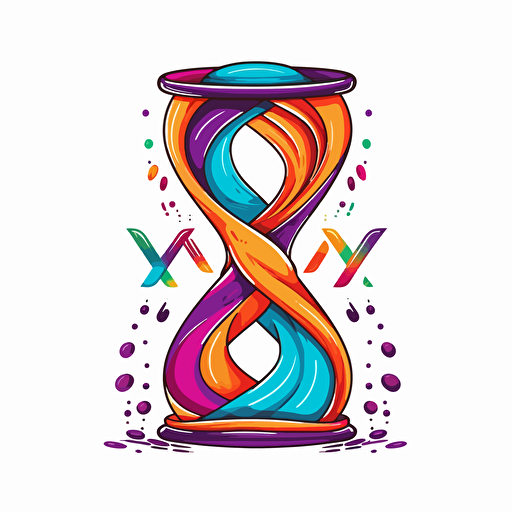 corporate logo describe infinite layed hourglass company name IXOVOXI, vector drawing, colorful complex