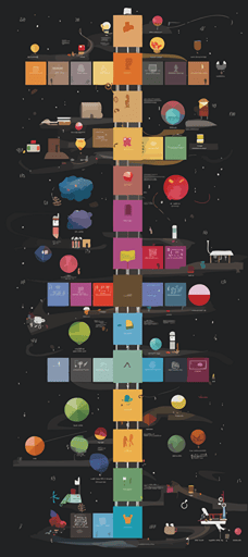 simple vector quantum diagram, standard model, leptons, quarks, superposition, uncertainty principle, particle heirarchy, style of chris ware and acme novelty library,