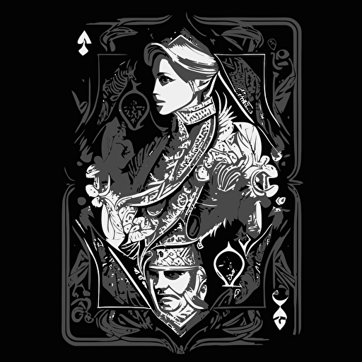full vector artwork for an entire deck of 52 playing cards, all black and white only