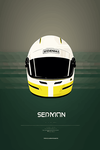ayrton senna minimalist poster, vectorial style, formula 1, brazil, winner, speed