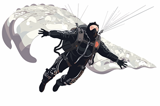 vector. humanoid man with stylish whale clothing, skydiving in a void. with no text, closed shape. white background